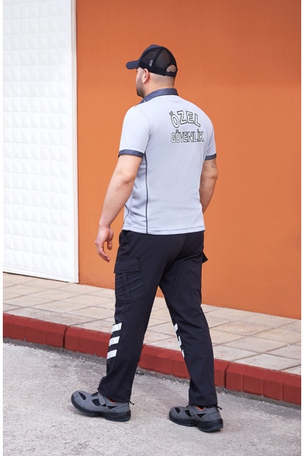 Özel Güvenlik Polo Tişört Gri Detay Görünüm